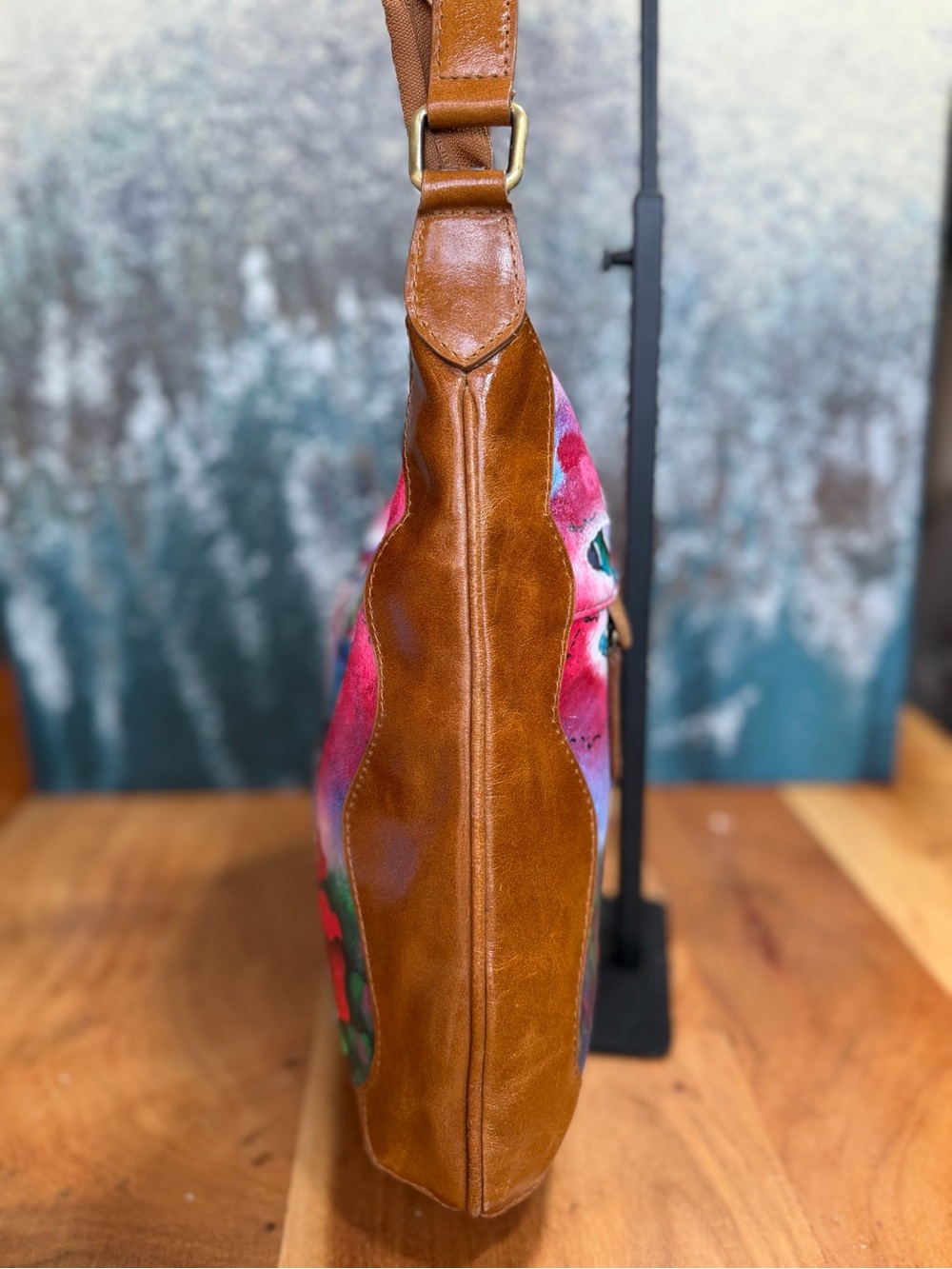 Sharif 1827 Rare Artistic Expressions Hand-Painted Butterfly Leather Bag VGUC - Picture 11 of 13